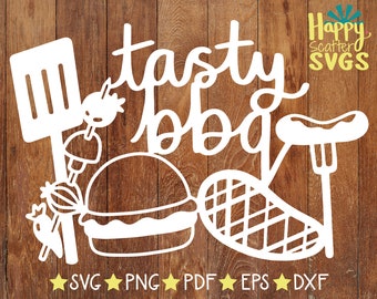 Tasty BBQ SVG, Grilling Svg, Scrapbook Title Cut File, Barbecue Vector, Summer SVG, Outdoor Grill Printable, Burger Cut File, Camping Svg