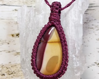 Mookaite jasper macrame necklace ~ Handmade Jewelry