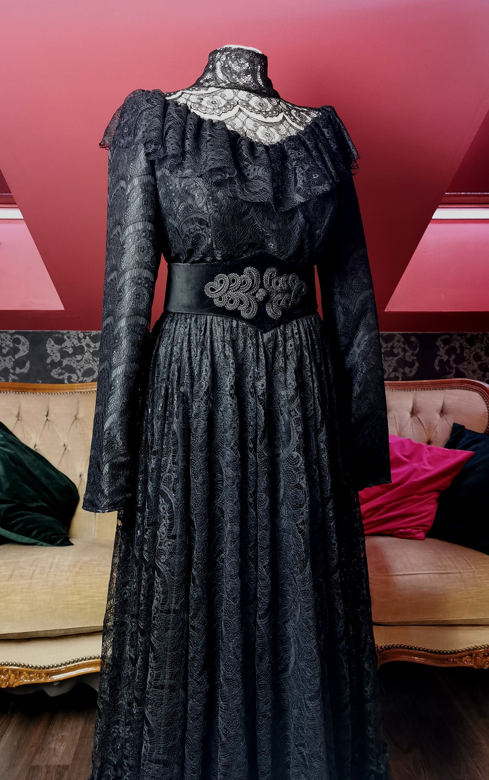 Edwardian Victorian Mourning Dress Gothic Vampire Witch Dress Etsy