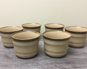 Vintage Japan Coffee Mugs, Set of 6 Countryside Japan Brown Stoneware Coffee Mugs, 8oz Coffee Mugs or Tea Cups Made In Japan