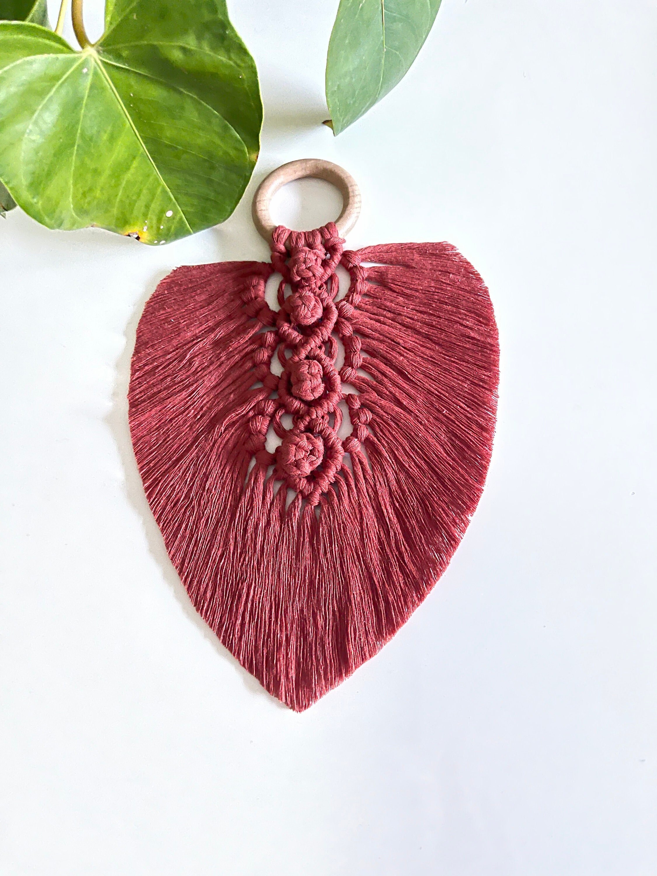 Plume Macramé Terracotta, Bohème, Décoration Murale, Suspension Feather