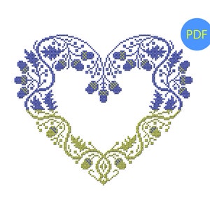 Embroidery  Ornament Scheme in PDF Format for Download 2-color lightweight Scheme Home Embroidery Decor The Heart Of Ukraine