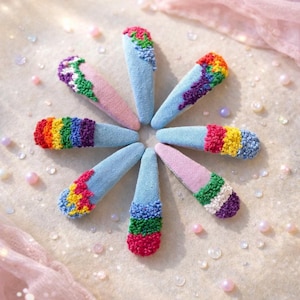 Embroidered Pride Flag Hair Clip.