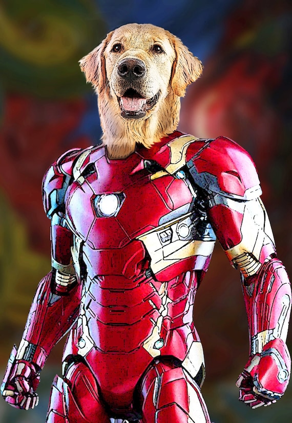 Iron man dog toy top