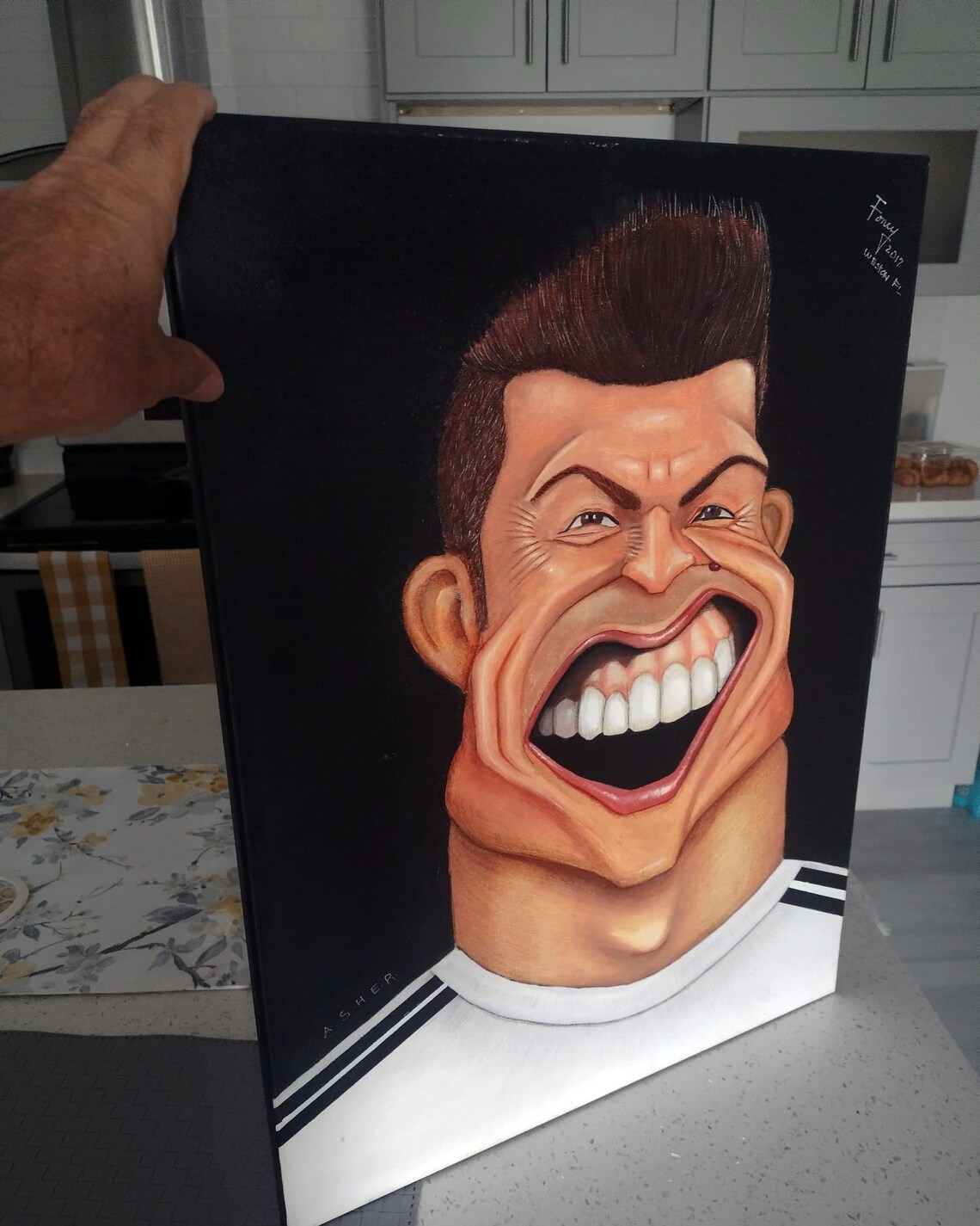 Original 1/1 and Funny CRISTIANO RONALDO CR7 Artwork Hand Drawn With