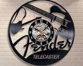 Fender Guitar Vinyl Record Wall Clock Vintage LP Home Decor Birthday Valentines Day Wedding Christmas Gift For Men Women Music Lover Friends