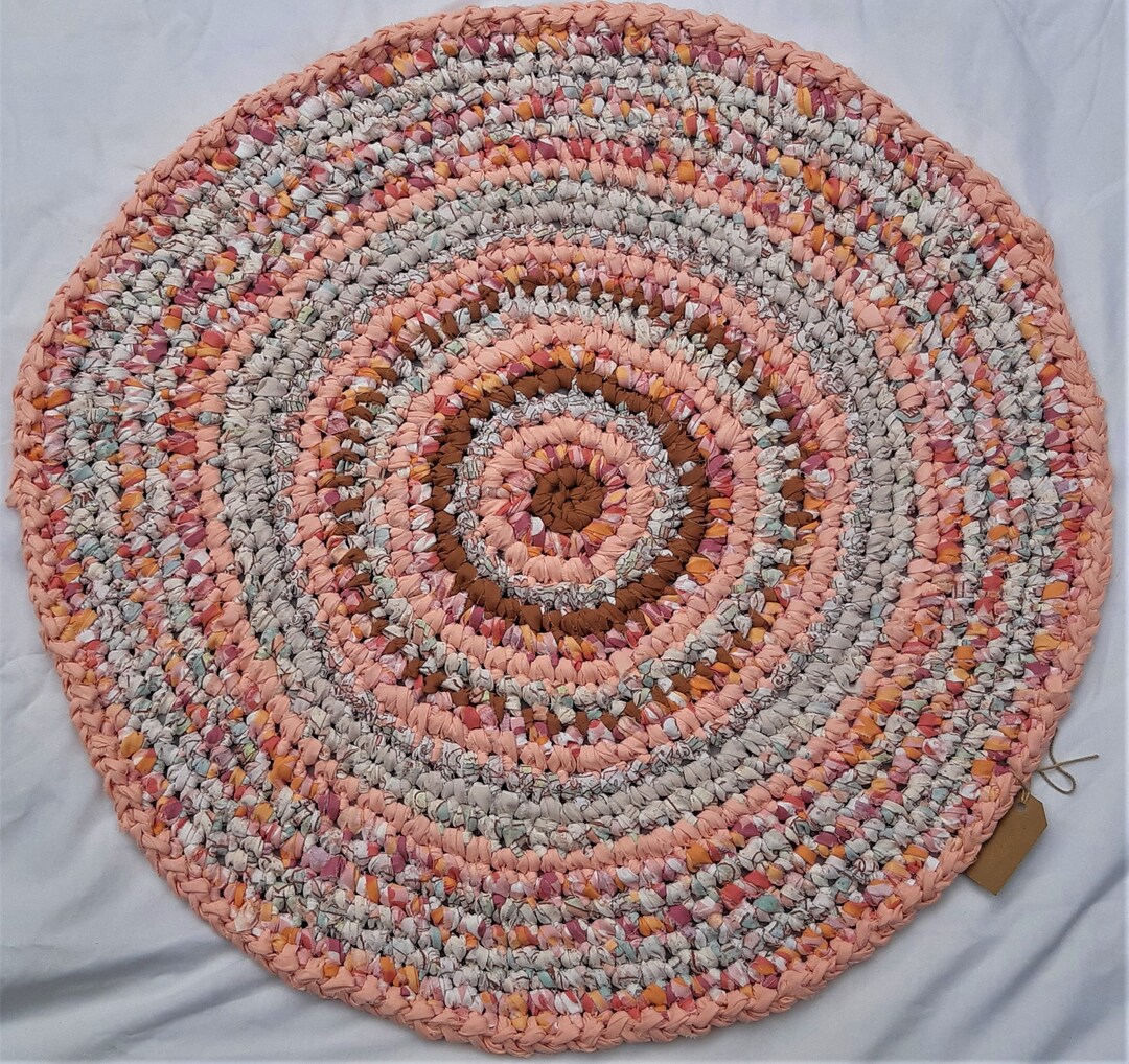 Melba Made Rug Crochet Rag Rug | Peach Melba | Recycled Rug | Colourful | Handmade - Etsy