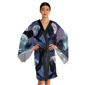 Mystical Moonlit Long Sleeve Kimono Robe