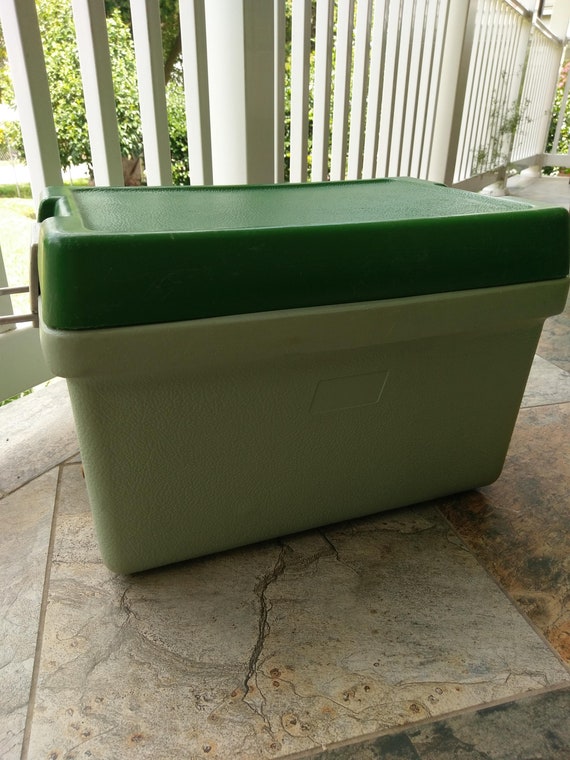 old green coleman cooler