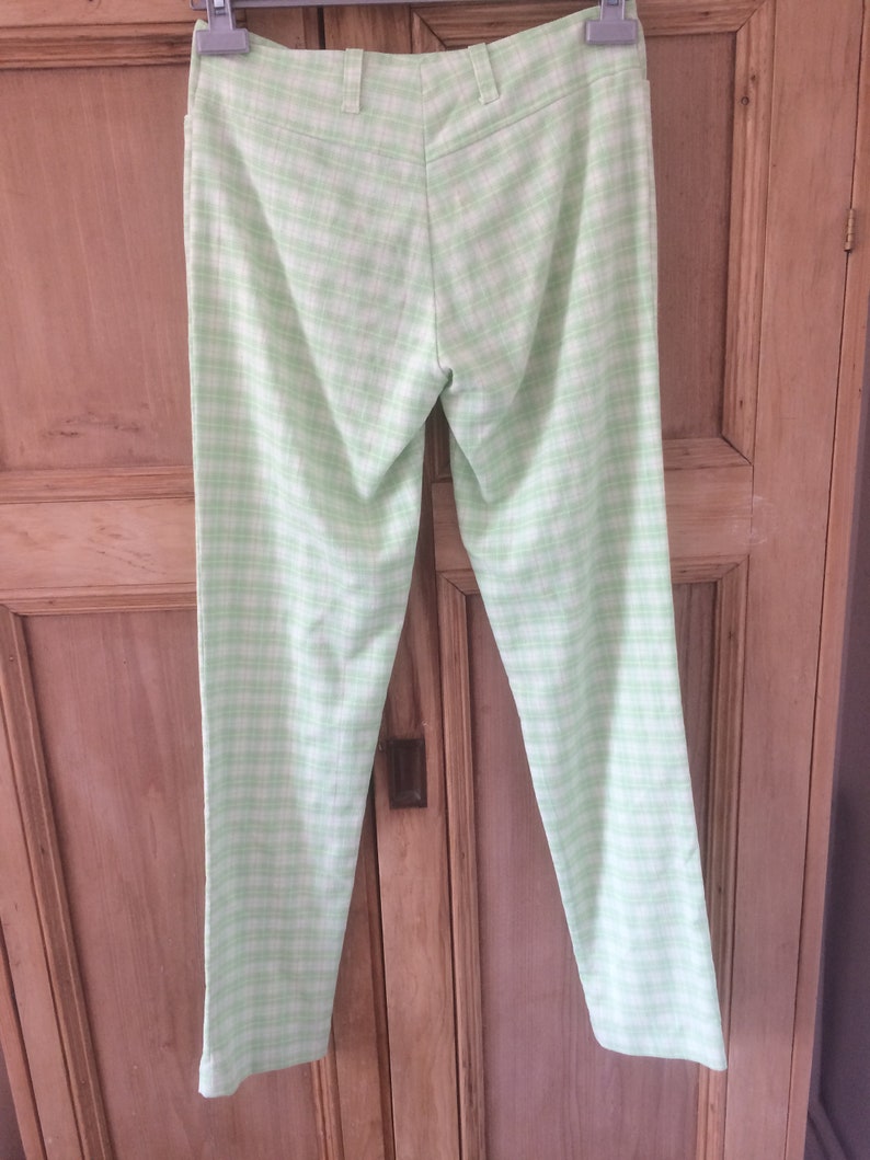1990/'s Green and White Check Trousers