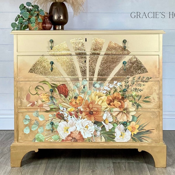 Golden Fan Chest of Drawers