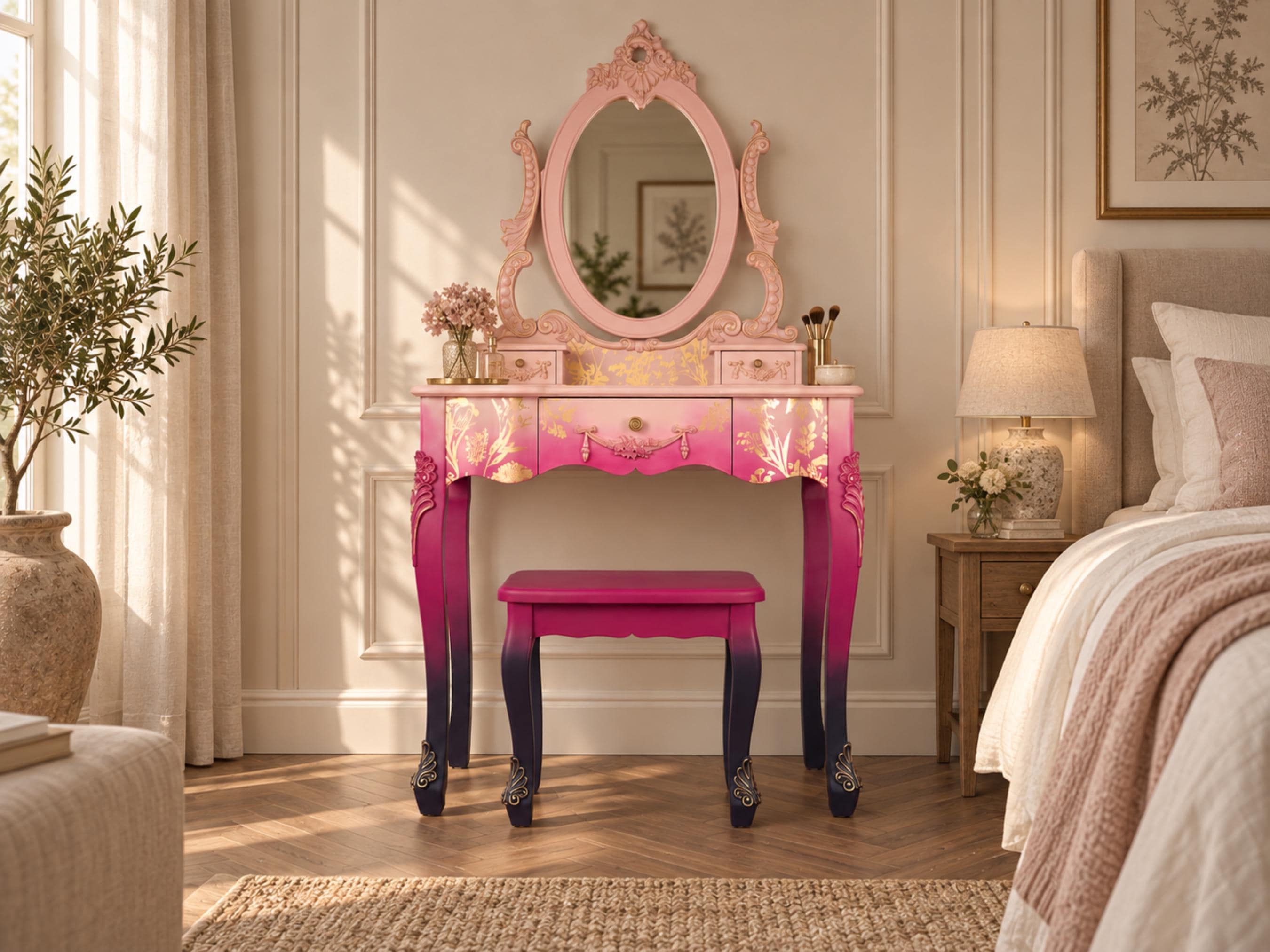 pink and gold dressing room Table Eoss_jan26