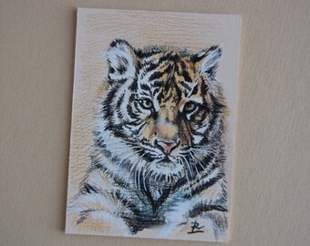 Wild animals cards collection Red Panda ACEO art Watercolor mini painting ATC ACEO original