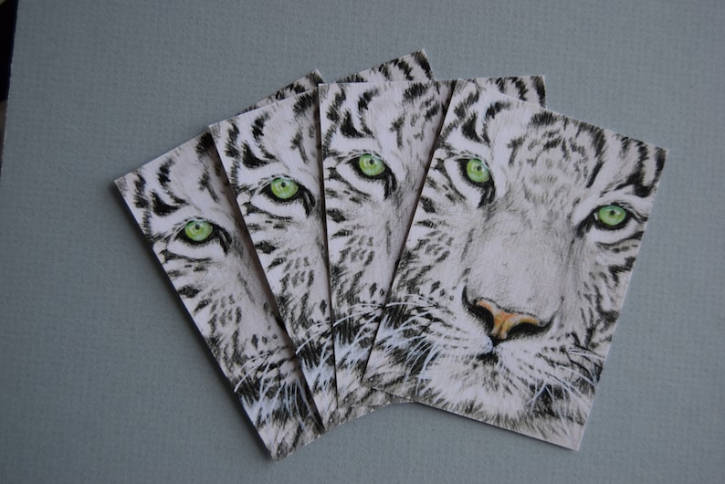 ACEO cards collection Copy original Animals mini painting Wild cats Tiger