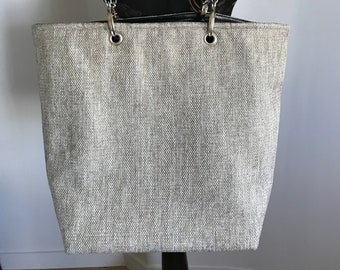 sac cabas tissu beige chiné