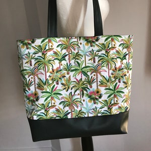 Sac cabas tissu et simili cuir