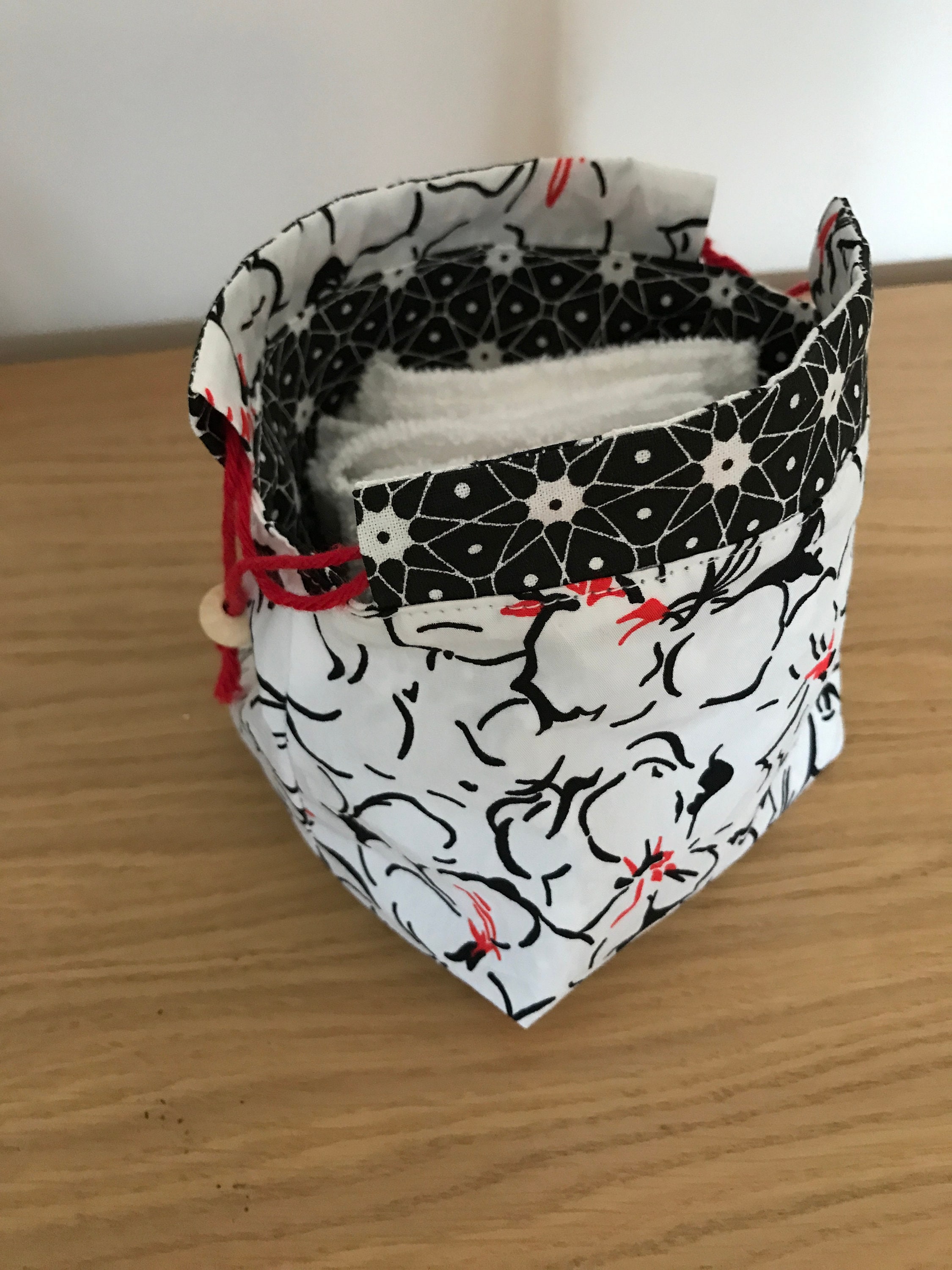 Panière de Rangement Réversible et Refermable Pour Lingettes Lavables