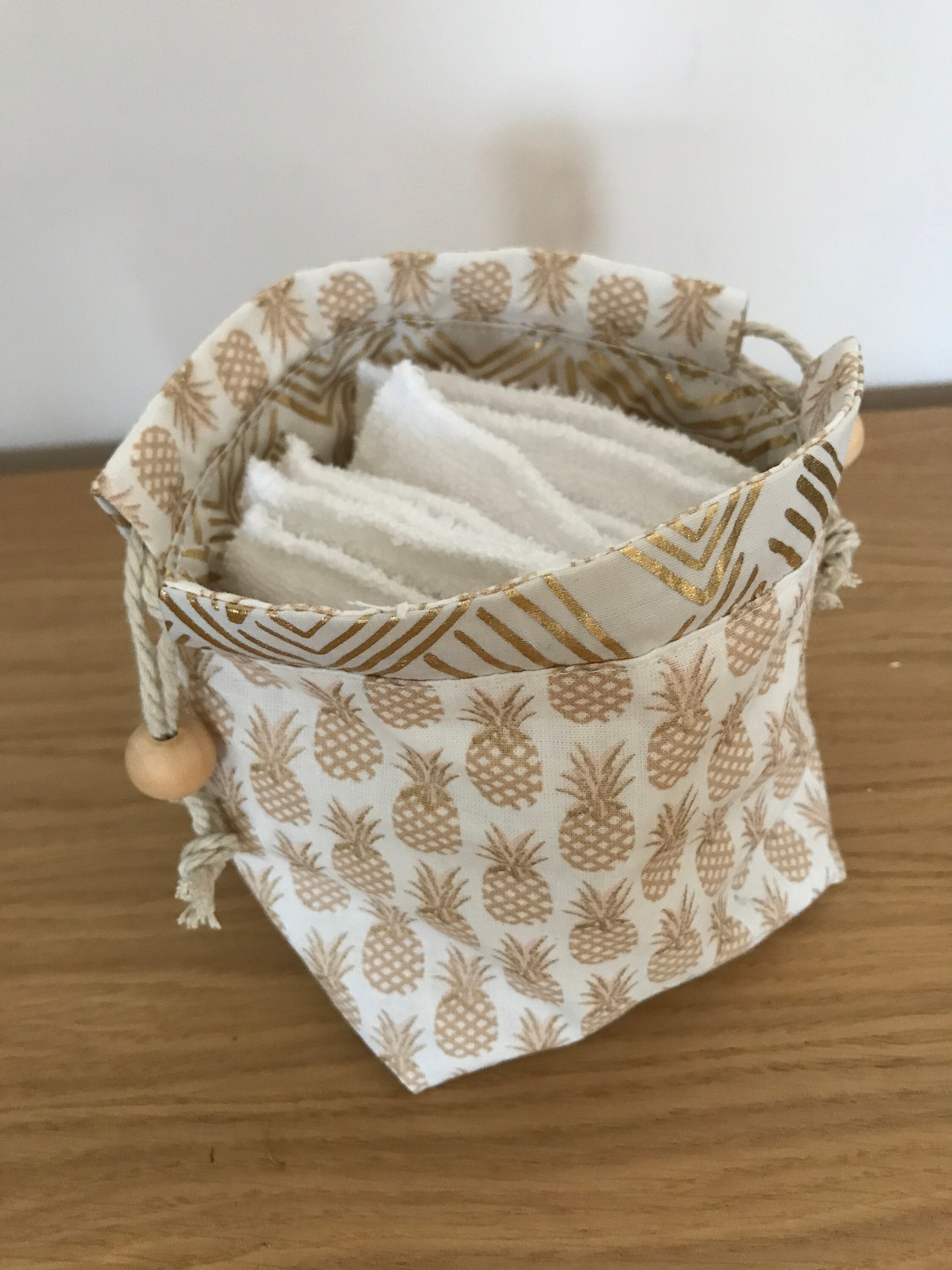Panière de Rangement Réversible et Refermable Pour Lingettes Lavables