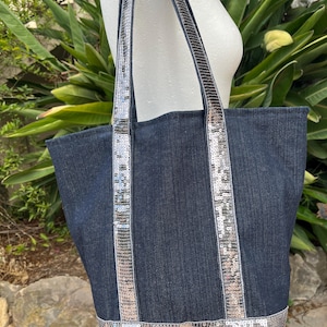 Sac cabas tissu et sequins