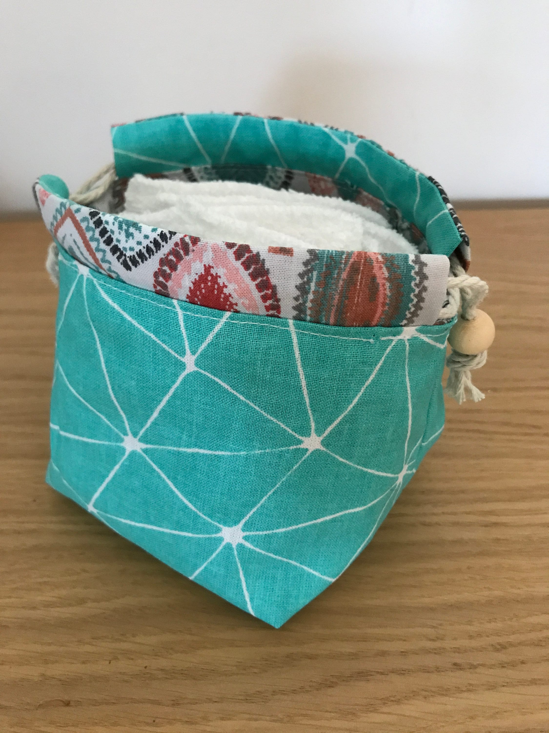 Panière de Rangement Réversible et Refermable Pour Lingettes Lavables