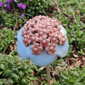 Ceramic Flower Cane Topper | Daisy Garden Art | Daffodil Plant Decoration | Handmade in Wales | V21Pottery