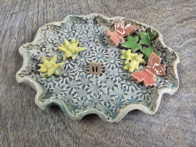 Ceramic Bee Bath | Garden Bird Bath | Handmade in Wales | V21Pottery Pattern 11