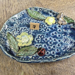 Ceramic Bee Bath | Garden Bird Bath | Handmade in Wales | V21Pottery Pattern 7