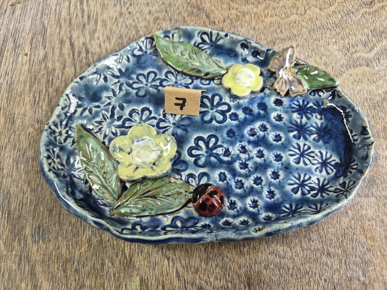 Ceramic Bee Bath | Garden Bird Bath | Handmade in Wales | V21Pottery Pattern 7