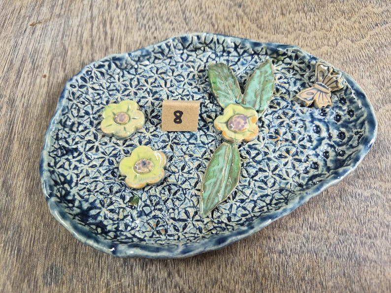 Ceramic Bee Bath | Garden Bird Bath | Handmade in Wales | V21Pottery Pattern 8
