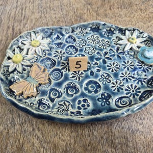 Ceramic Bee Bath | Garden Bird Bath | Handmade in Wales | V21Pottery Pattern 5