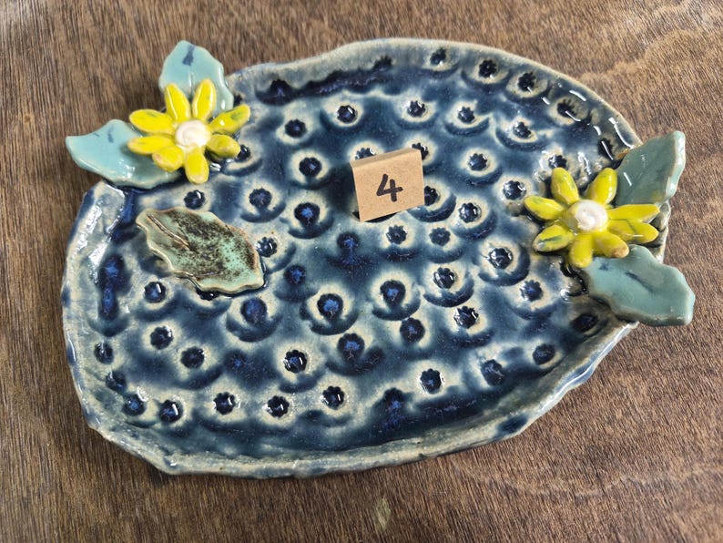 Ceramic Bee Bath | Garden Bird Bath | Handmade in Wales | V21Pottery Pattern 4