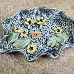 Ceramic Bee Bath | Garden Bird Bath | Handmade in Wales | V21Pottery Pattern 9