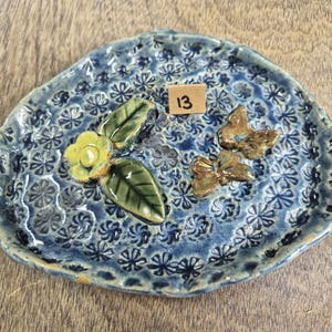 Ceramic Bee Bath | Garden Bird Bath | Handmade in Wales | V21Pottery Pattern 13
