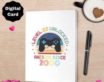 Happy Birthday Card, Funny Birthday Card for Gamers Level Unlocked Birthday Printable Card, Kids Birthday Card Personalized birthday Card