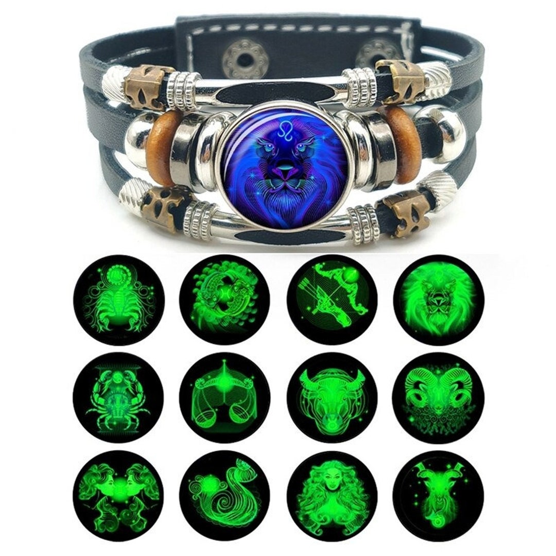 Glow in the Dark Star Sign Bracelets Astrological Pendants Etsy