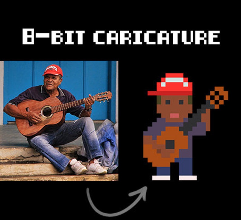 Personalised Pixel Art Character Portrait 8 Bit Caricature Etsy
