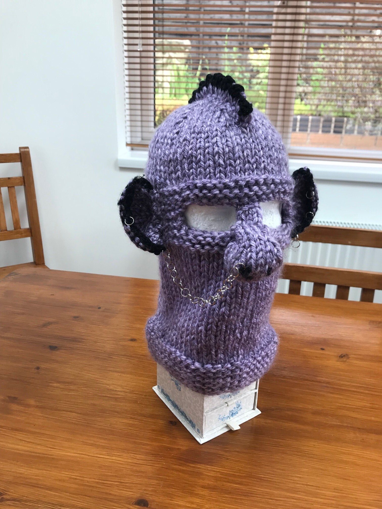 Crochet ski mask balaclava adult Face helmet patel purple