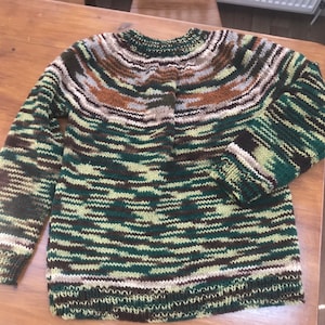 New Hand Knitted 100%Eco wool Adult jumper/ Fair isle style Wool Jumper or sweater hand knitted / adult sweater