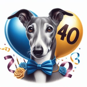 Greyhound Whippet Lurcher 40.Geburtstagskarte