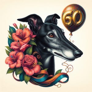 Carte 60e anniversaire Lurcher Whippet