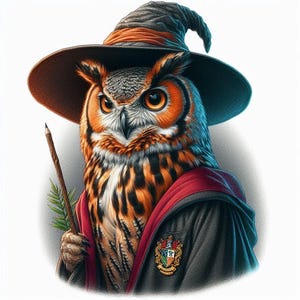 Carte de voeux hibou magicien, lévrier, whippet toute occasion
