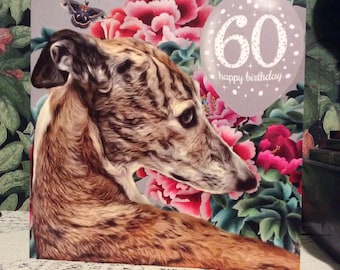 60th Birthday Card Greyhound - UK