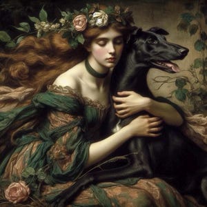 Carte Whippet lévrier, préraphaélite toutes occasions