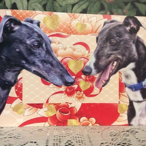 Tarjeta de San Valentín, aniversario, boda y compromiso con galgo y lebrel