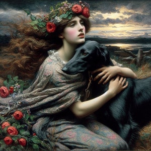 Greyhound Whippet, biglietto preraffaellita per tutte le occasioni