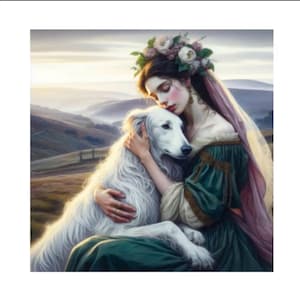 Carte toutes occasions lévrier, lévrier, préraphaélite