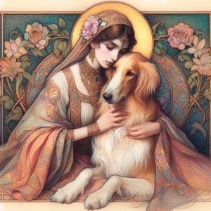 Carte Whippet lévrier, préraphaélite toutes occasions