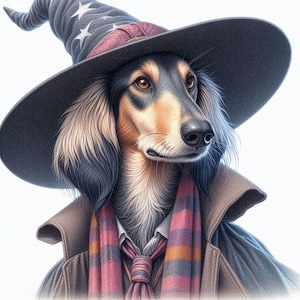 Carte de voeux Saluki Wizard, Greyhound, Whippet, toute occasion
