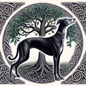 Biglietto d'auguri per qualsiasi occasione con levriero, whippet e albero della vita