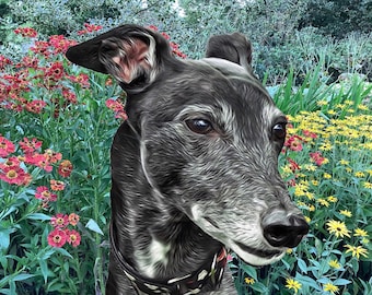 Greyhound Lurcher whippet greeting card